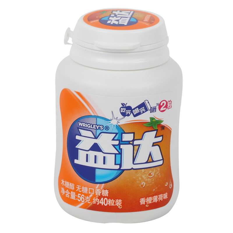 益达 木糖醇香橙薄荷40粒瓶装 56g ￥8.8元/瓶 已售0份库存20瓶