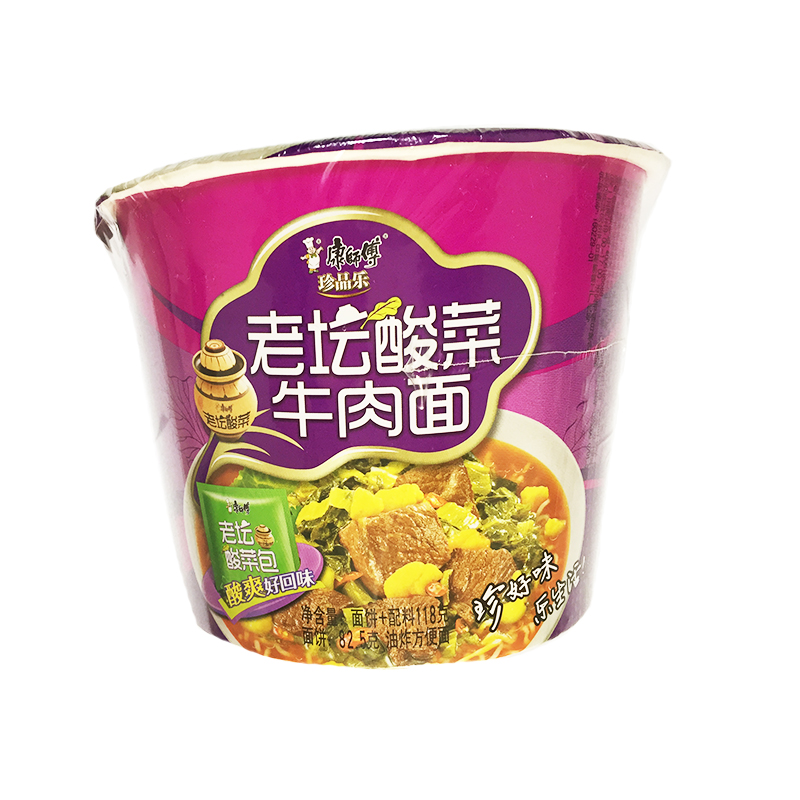 康师傅老坛酸菜牛肉面桶装 ￥4元/桶 月售1份